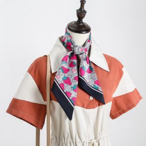 Fashion Printed Strawberry Silk Scarf Women Summer New Simulation Silk