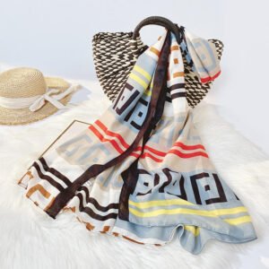 Women Letter Circle Pattern with Cotton Muslim Printing Scarf
