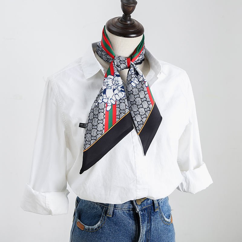 SKU 属性图_01 Women's Printed Fashion Thin Narrow Long Silk Scarf - Image 4