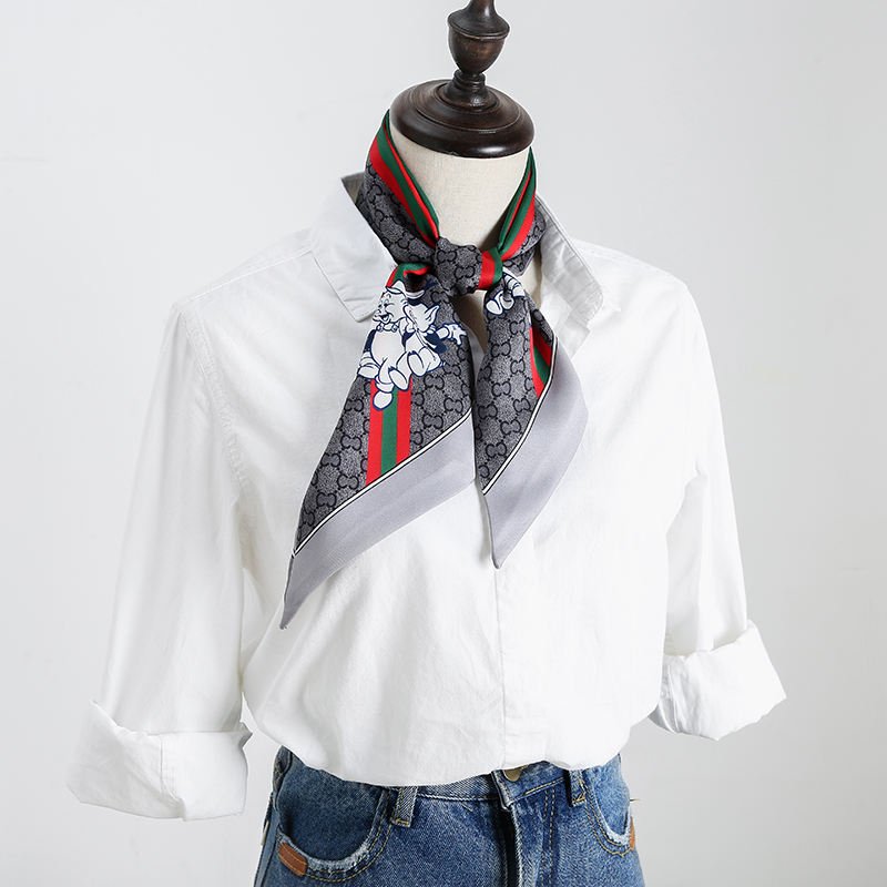 SKU 属性图_02 Women's Printed Fashion Thin Narrow Long Silk Scarf - Image 3