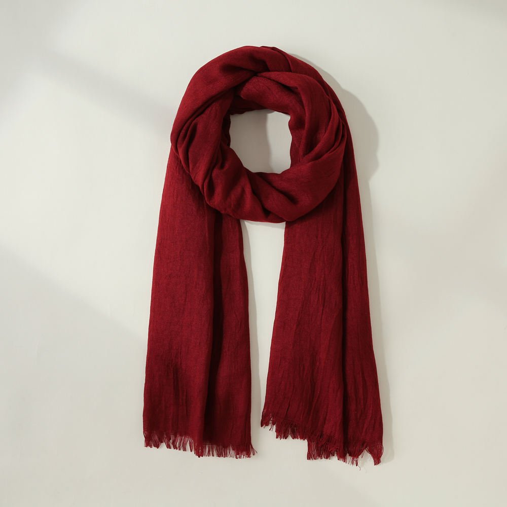 SKU 属性图_09 Cotton Linen Hijab Scarf plain head Scarves for woman - Image 9