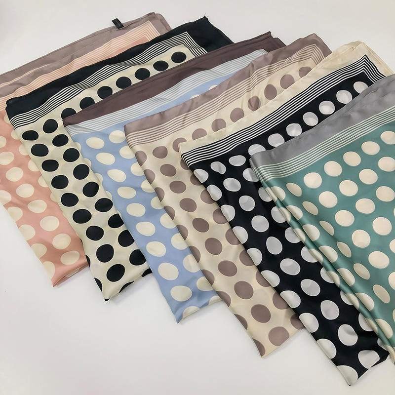 Silk Scarf Small square Professional Polka Dot Scarf Cotton Linen Scarf
