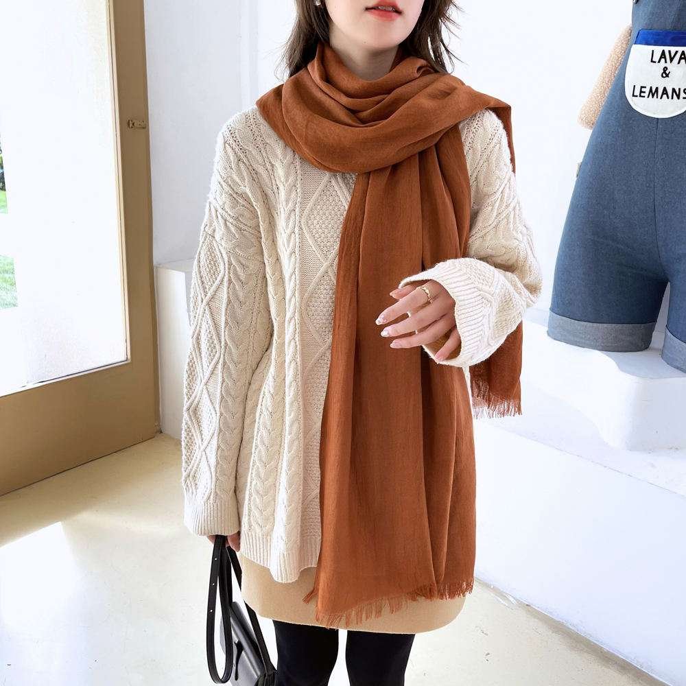 Cotton Linen Hijab Scarf plain head Scarves for woman 主图 03 2