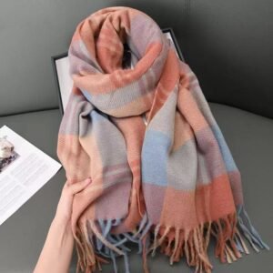 Check Pattern Women Pashmina Scarf for Winter