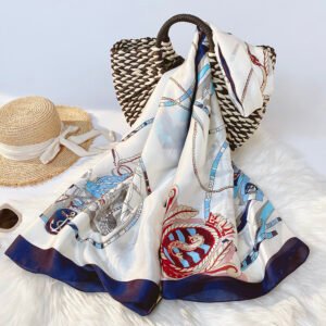 Custom Printed Polyester Flower Silk Scarf