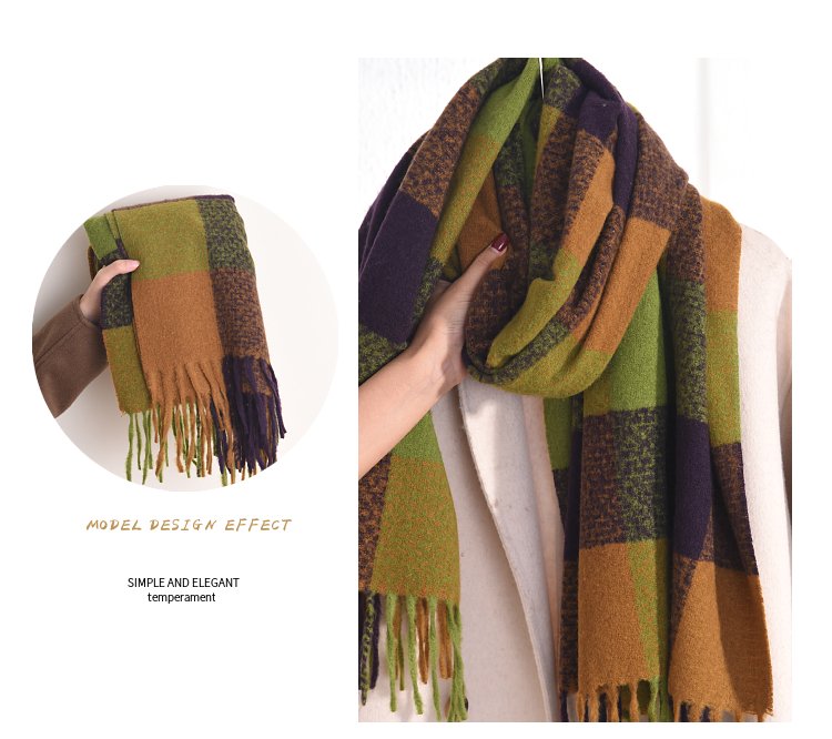 Warm Soft Neck Scarves Shawl Pashmina Blanket Ladies Plaid Tassel Cashmere Scarf 描述图 10