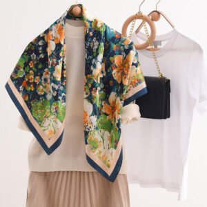 Large Edge Printed Silk Scarves