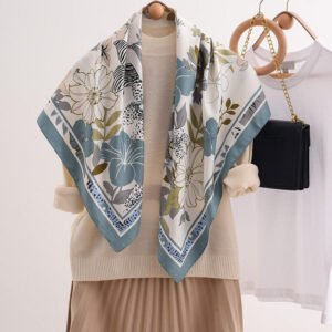 Floral Print Satin Hijab Scarfs