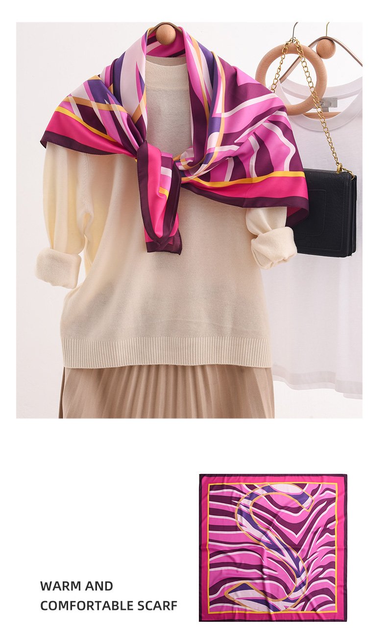 Silk Feeling Printed Square Scarf 描述图 06 2