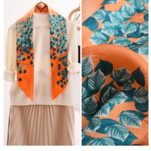 Silk Feeling Satin Leaf Hair Head Scarf